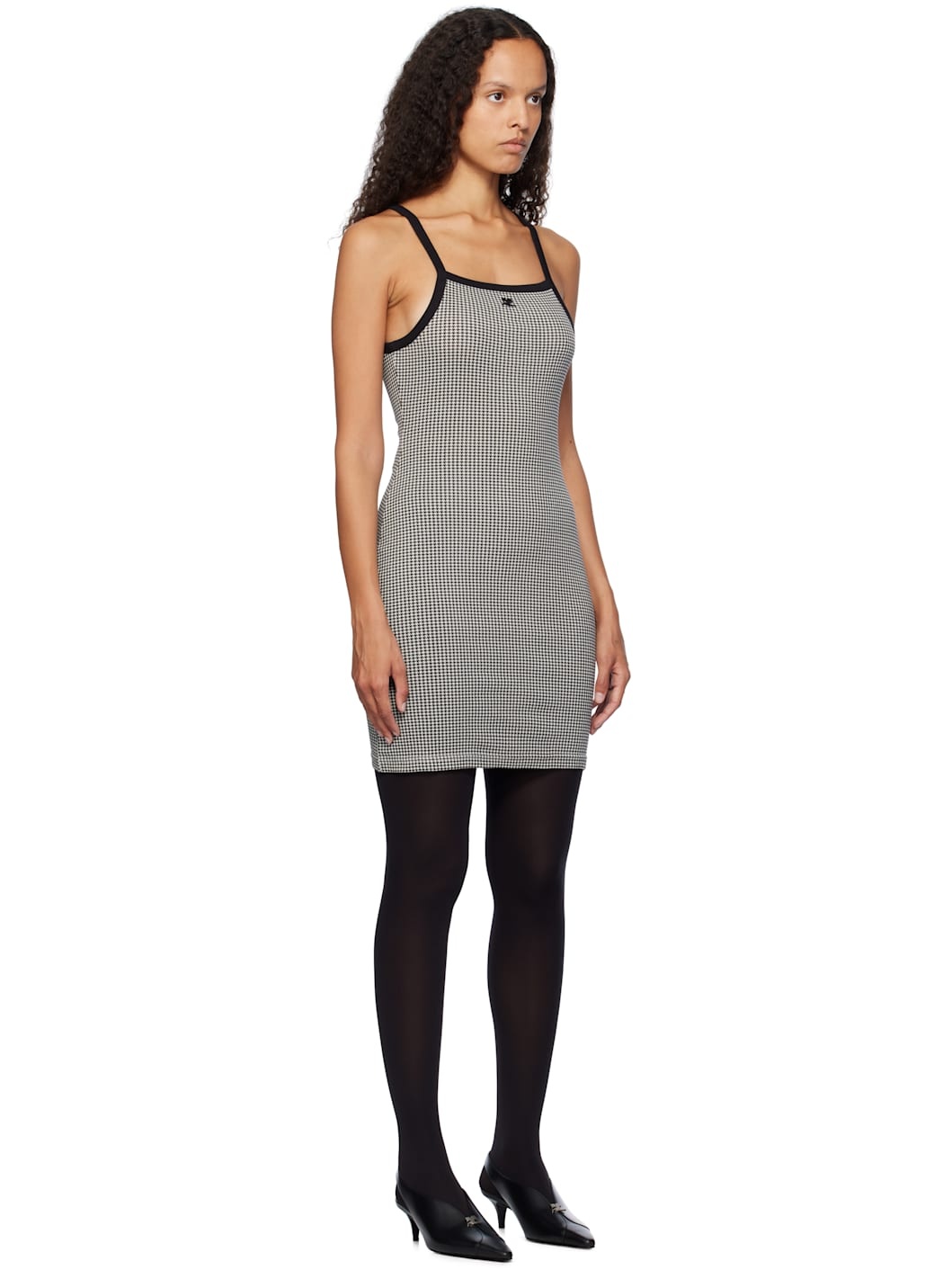Black & White Contrast Houndstooth Minidress - 2