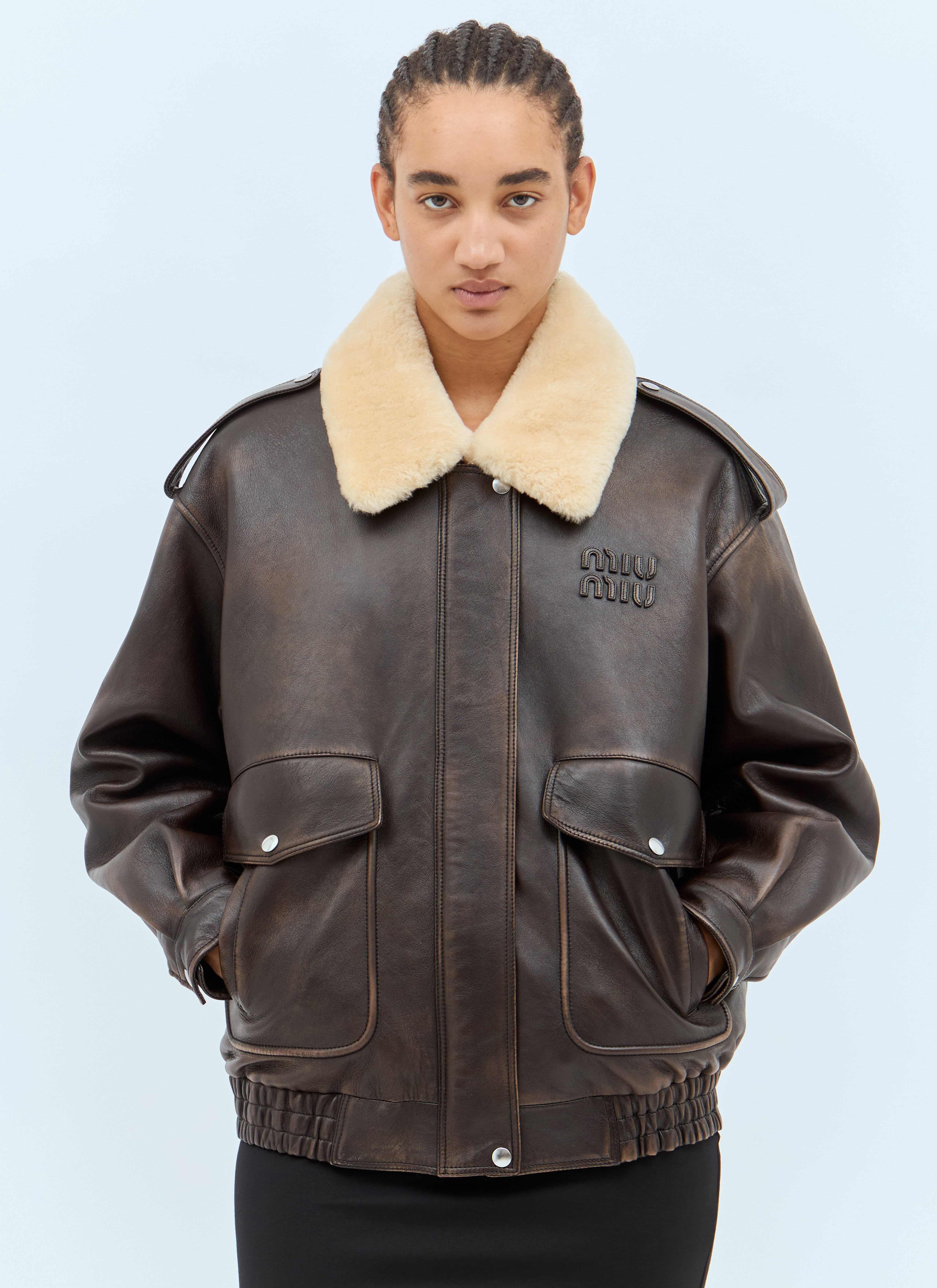 Miu Miu Women Padded Leather Jacket - 1