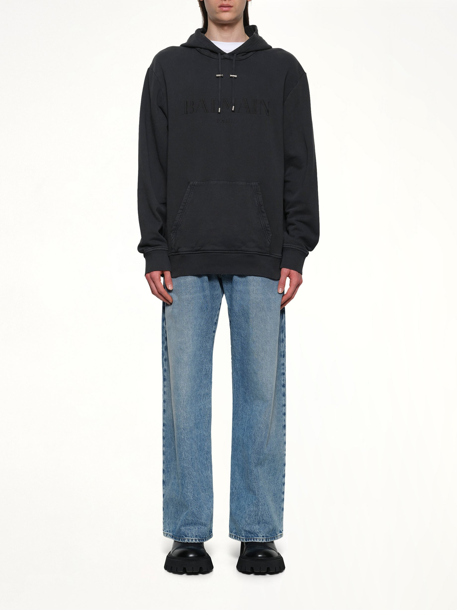 Balmain Vintage Emblem Hoodie in Vintage Black - 7