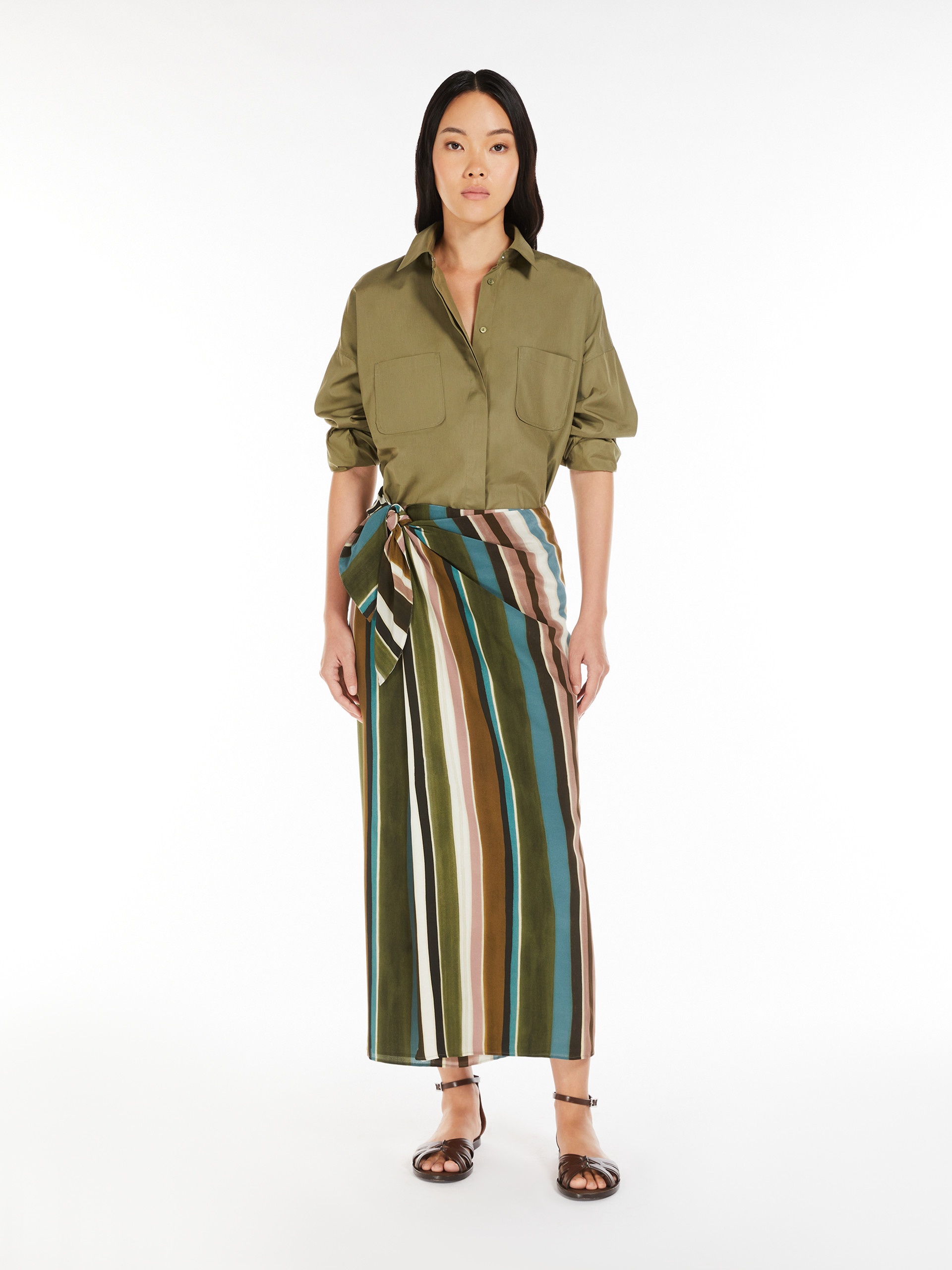 LAUTO Patterned crepe de chine pareo skirt - 2