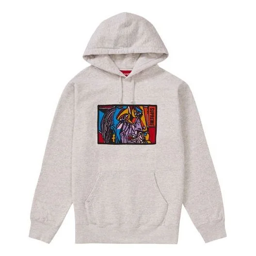 대 FW18 Chainstitch 까마귀 스웨터 재 회색 SUP-FW18-936 - 1