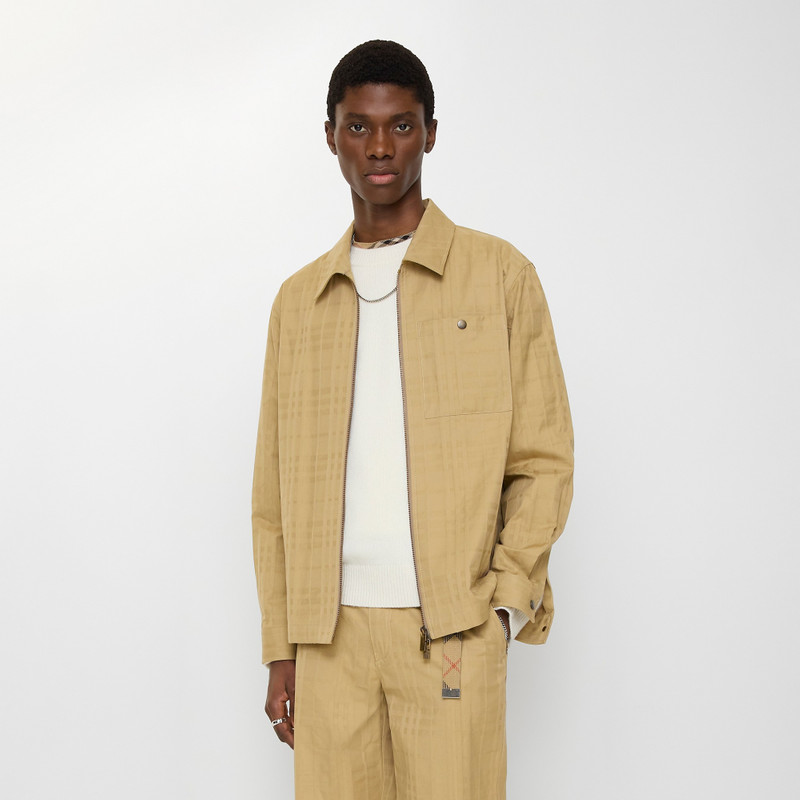 Burberry Check Cotton Zip Overshirt outlook
