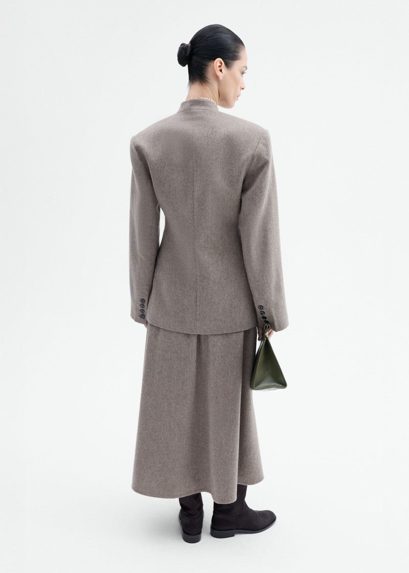 Sculptural Collarless Blazer in Wool Cashmere 4