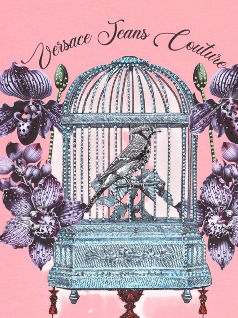 VERSACE JEANS COUTURE floral-print round-neck T-shirt outlook