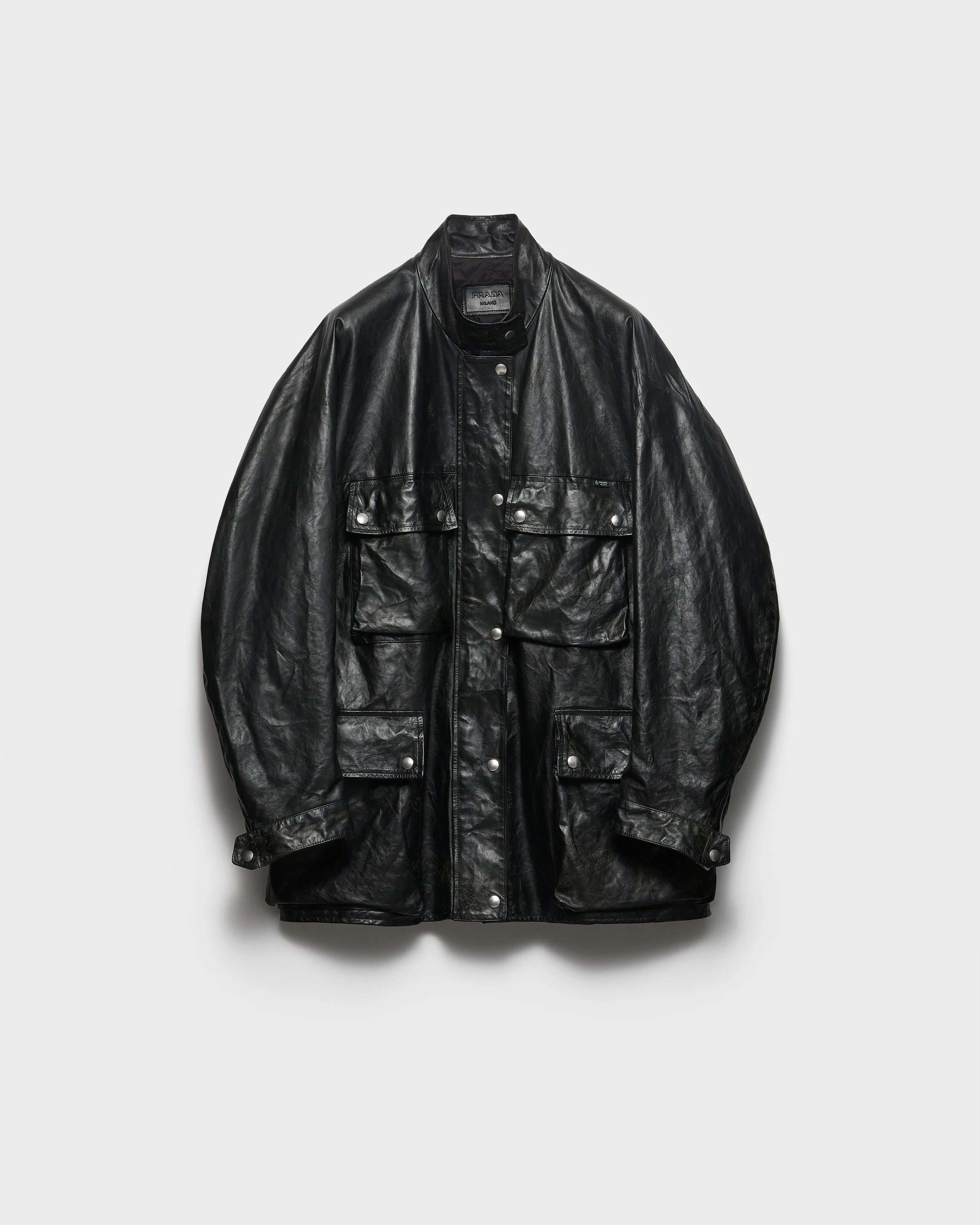 Antiqued leather caban jacket - 1