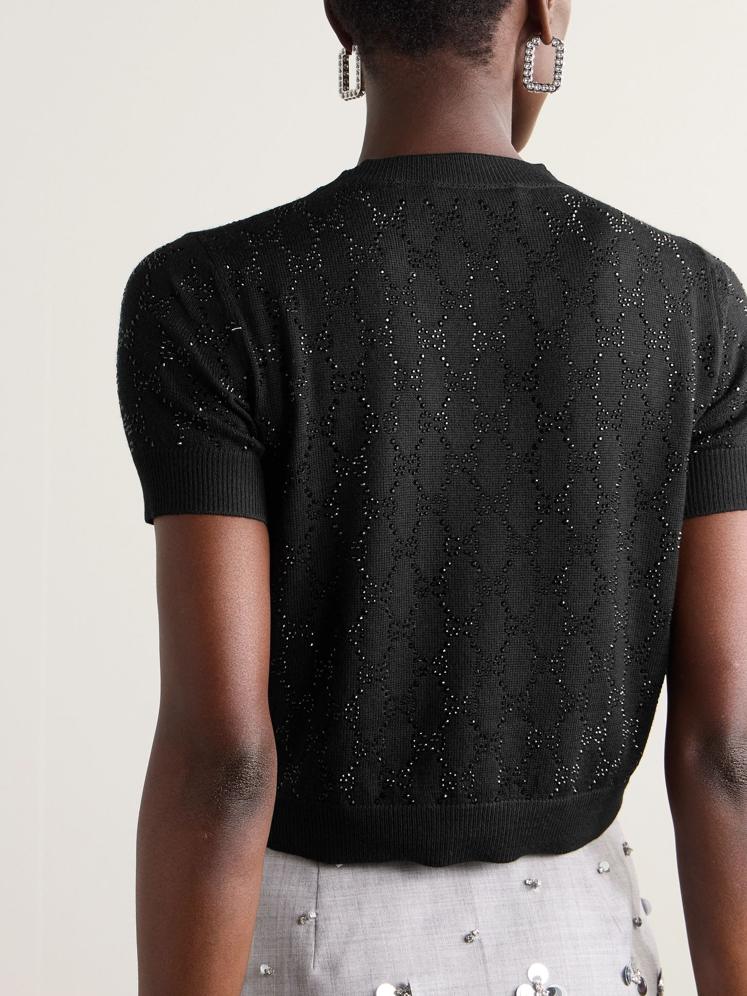 Crystal-embellished wool sweater Black - 3