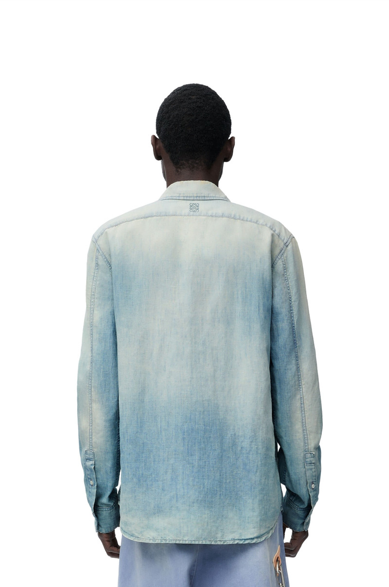 Pleated shirt in cotton and linen 4