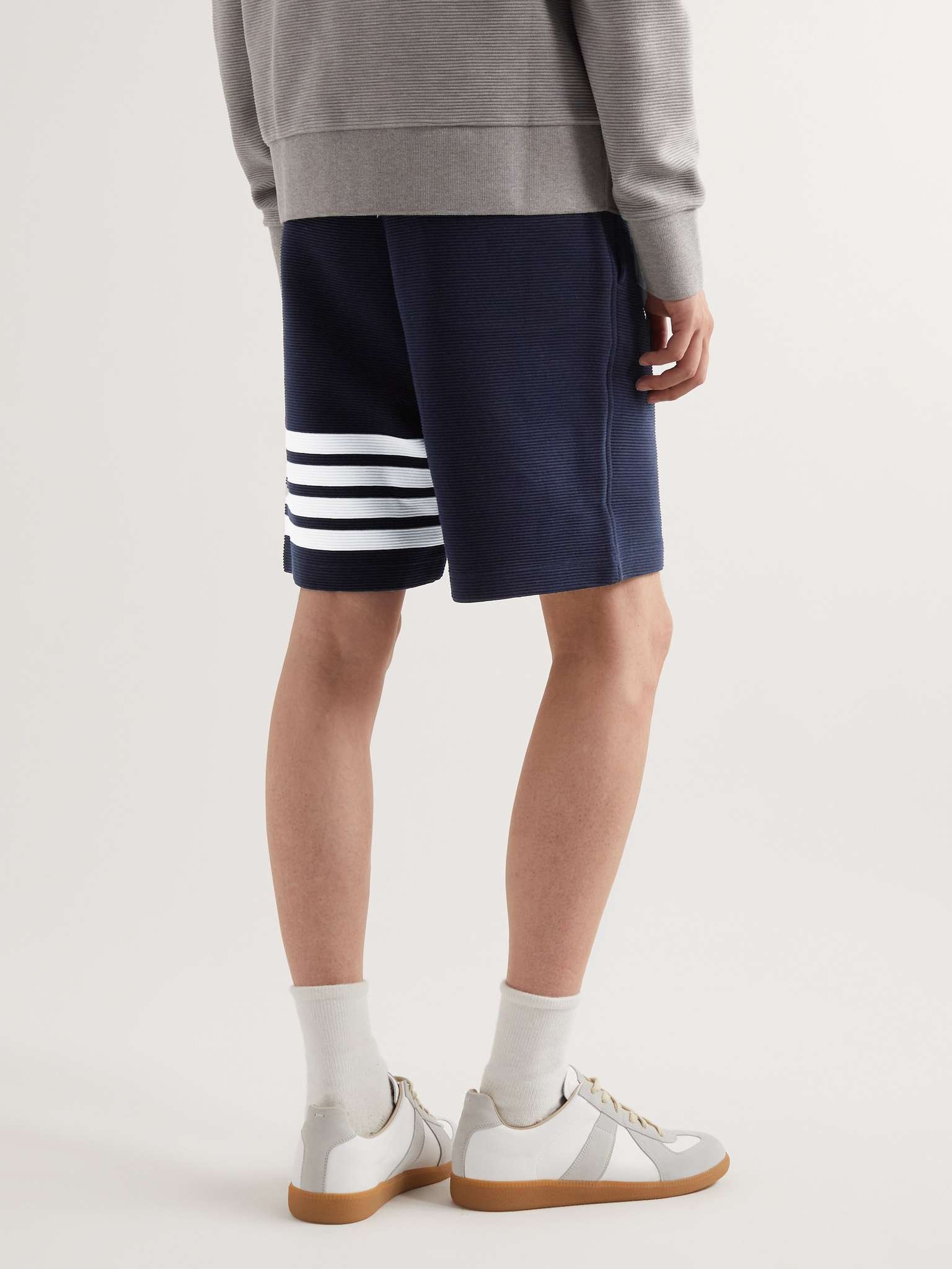 Straight-Leg Striped Ribbed Cotton-Jersey Drawstring Shorts - 4