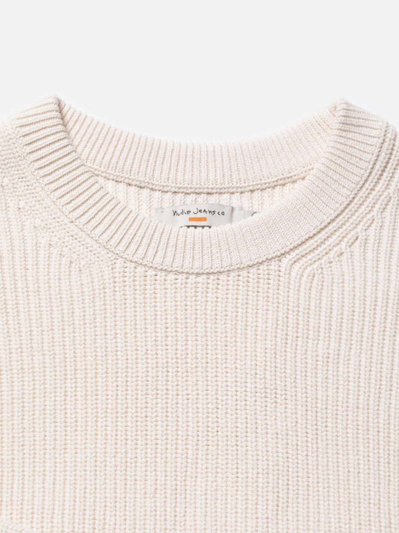 Nudie Jeans August Rib Cotton Chalk White outlook