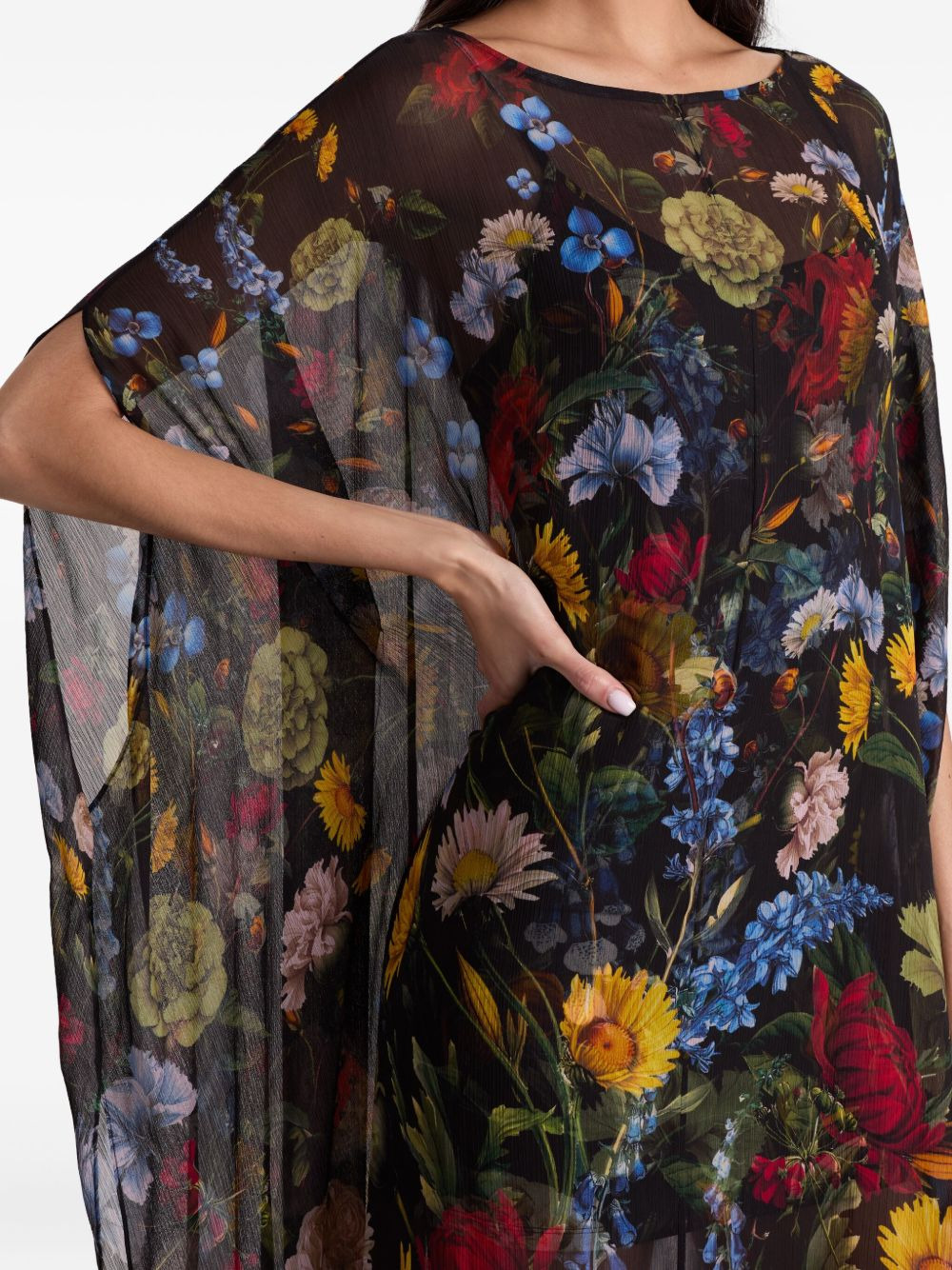 floral-print cape maxi dress - 5