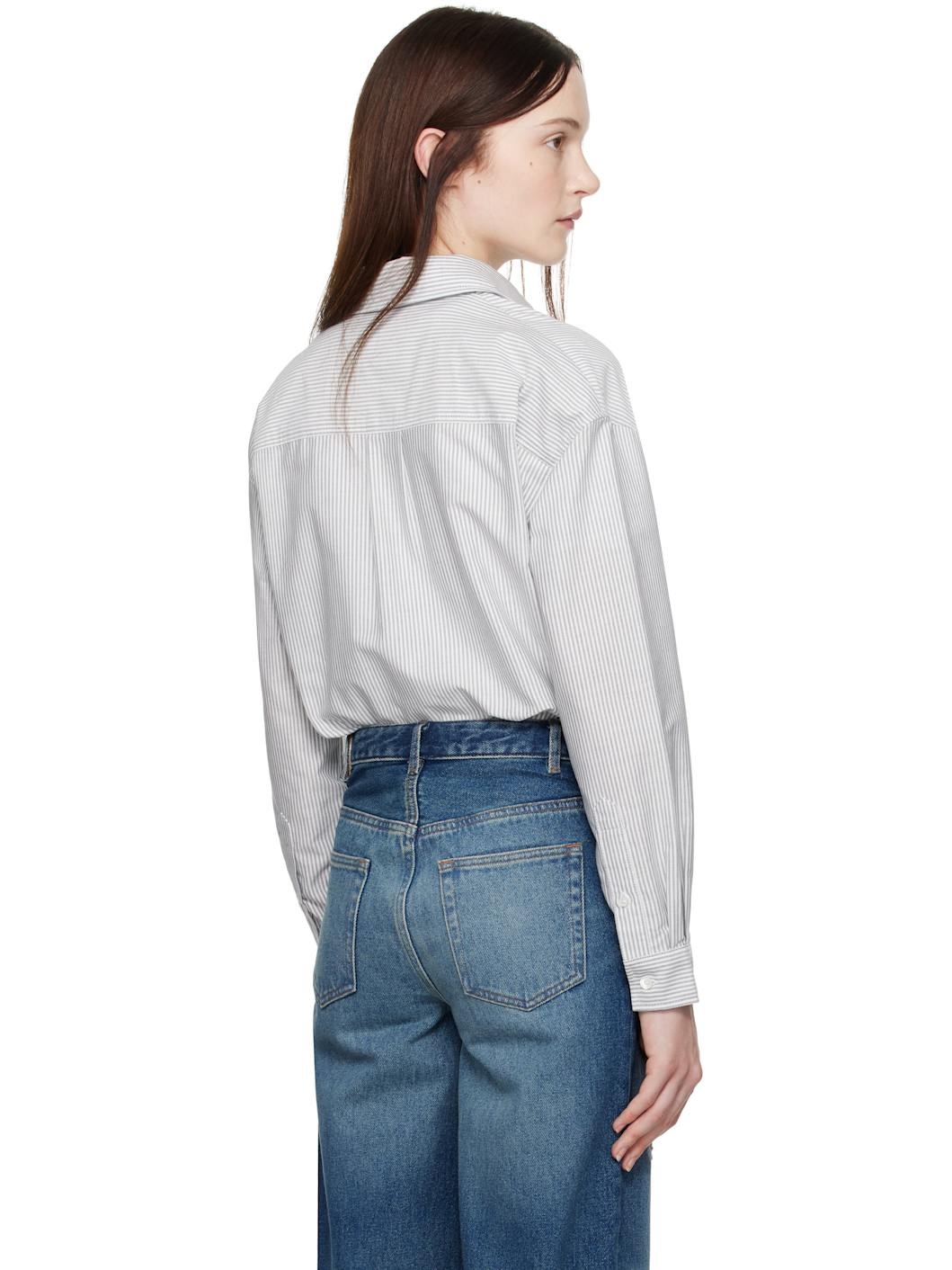 White & Navy Boyfriend Logo Shirt - 3