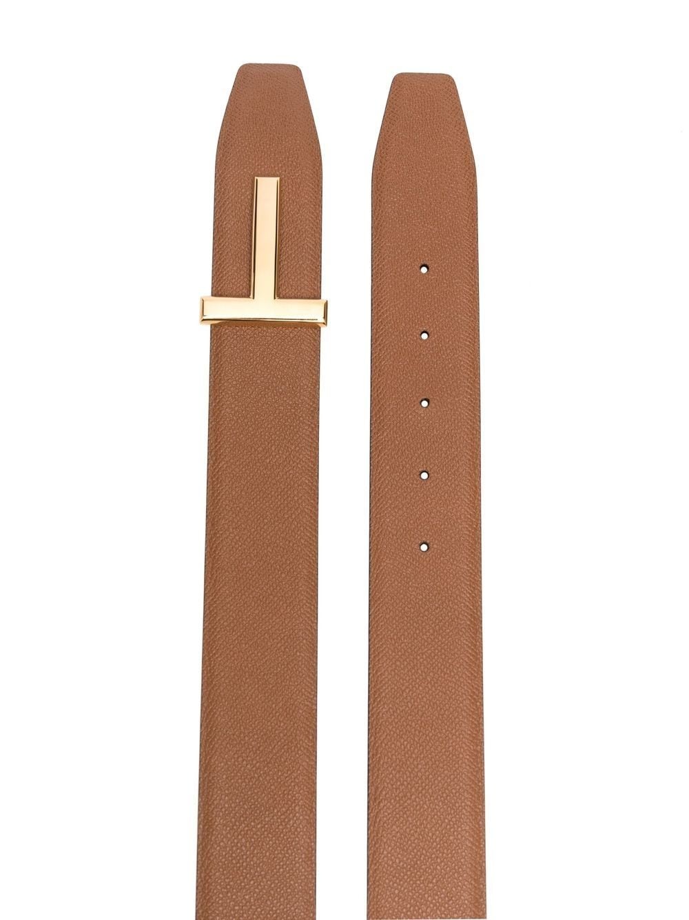 T-buckle reversible leather belt - 2