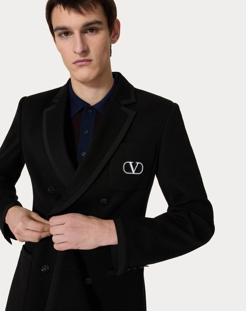 DOUBLE-BREASTED COTTON JERSEY JACKET WITH VLOGO SIGNATURE PATCH 5