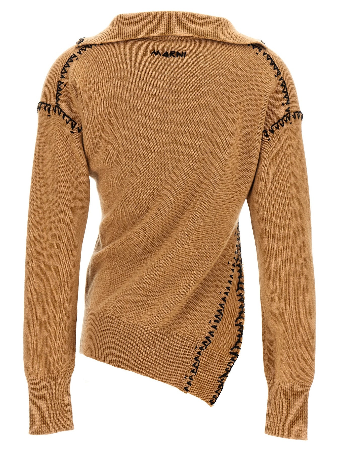 Sweater Stitching Sweater, Cardigans Beige - 2