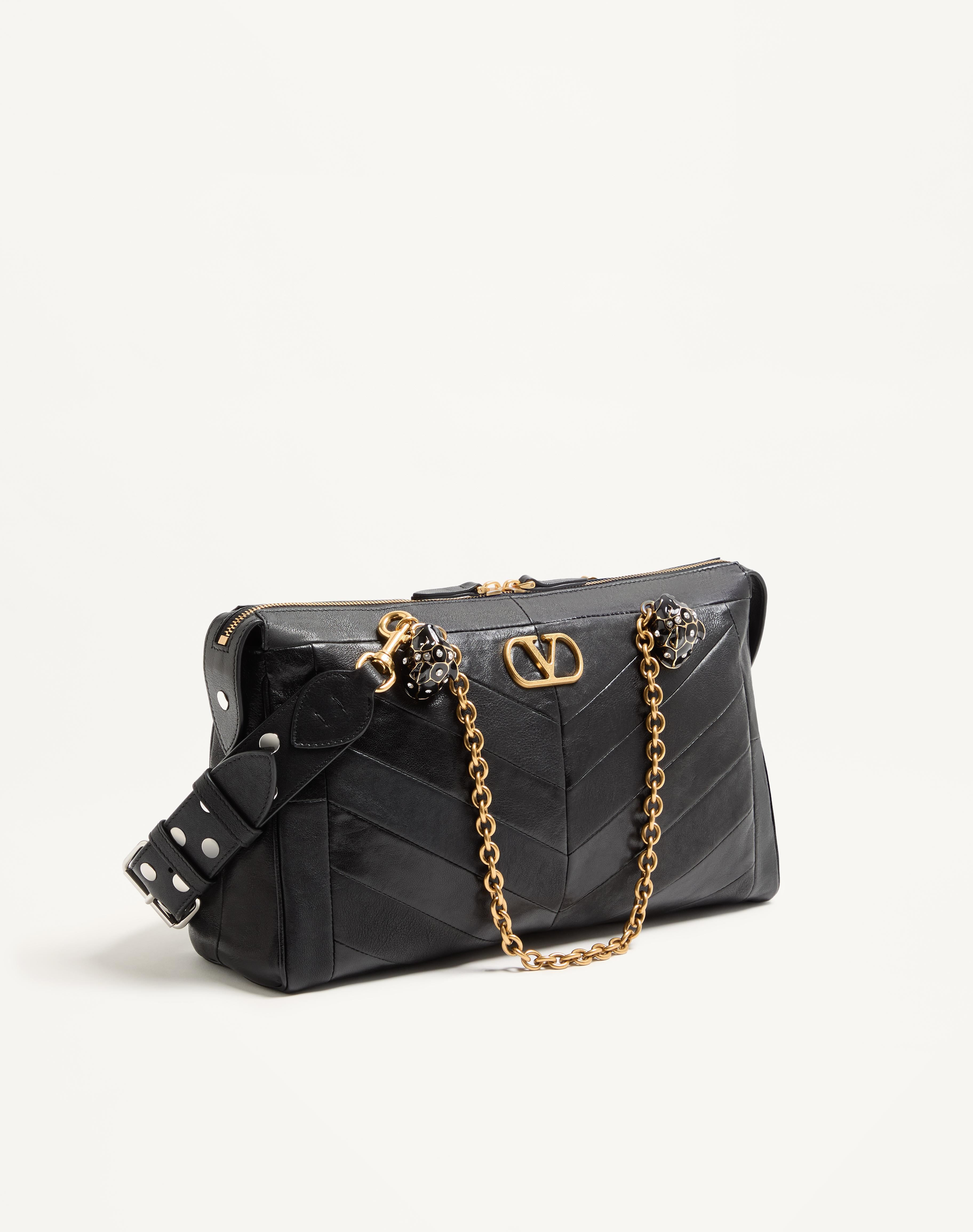 VALENTINO GARAVANI PANTHEA SHOULDER BAG IN NAPPA LEATHER WITH CHEVRON PATTERN - 3