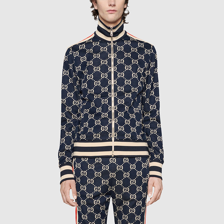 Gucci Classic GG Cotton Jacquard Zipper Jacket 'Blue' 496919-X9V05-4245 - 4