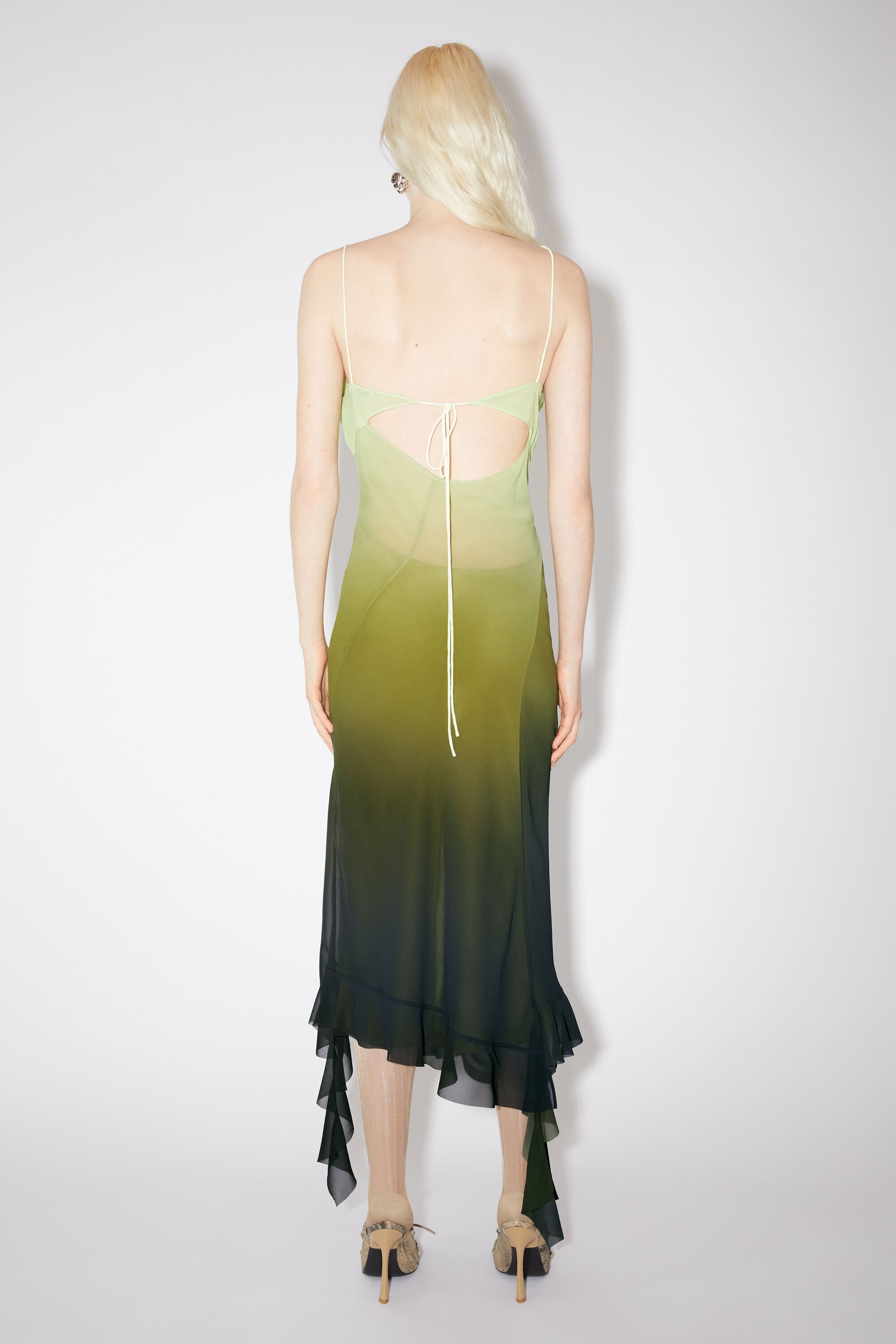 Ruffle strap dress - Green - 3