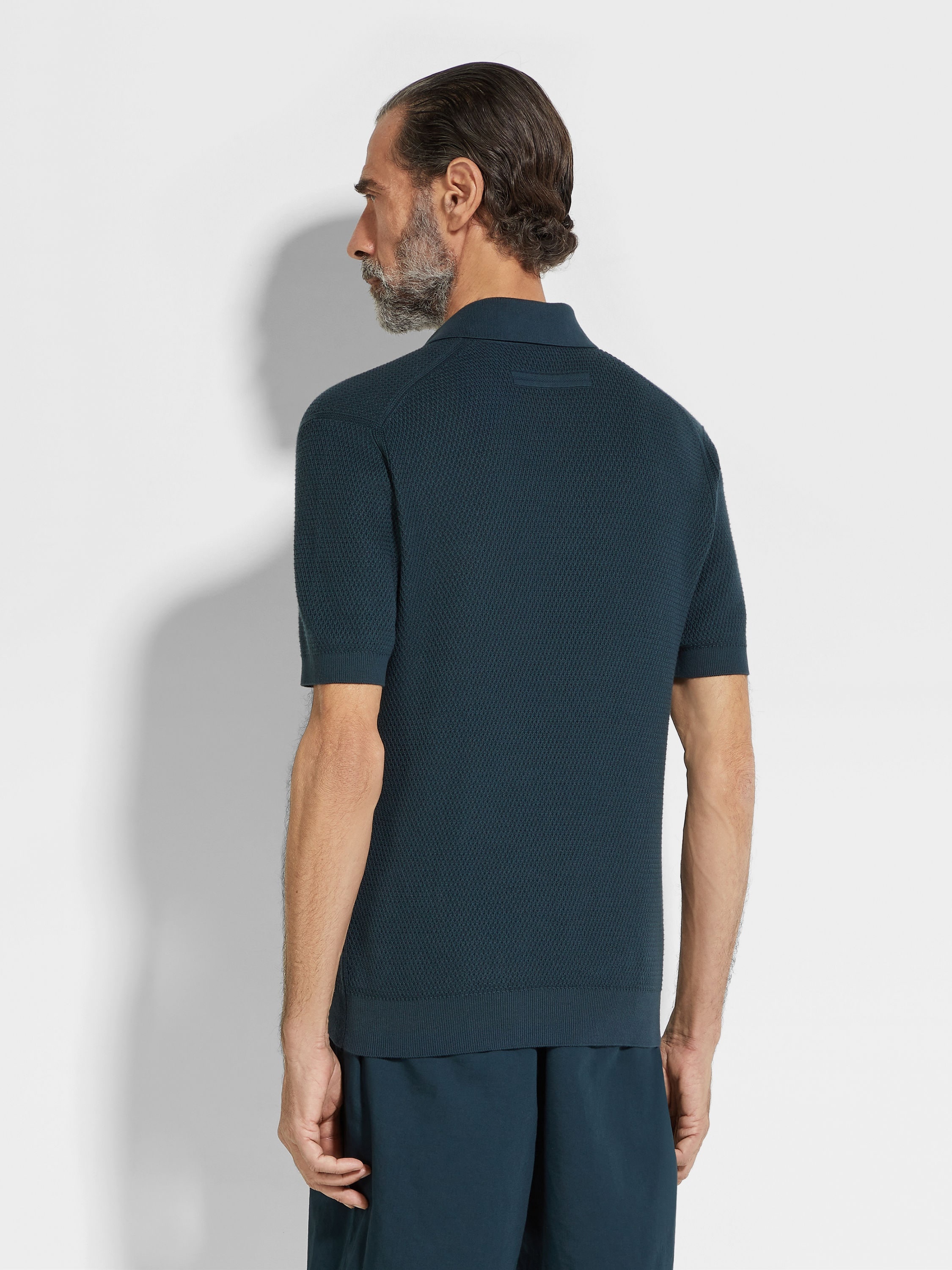 DARK TEAL BLUE PREMIUM COTTON POLO SHIRT - 5