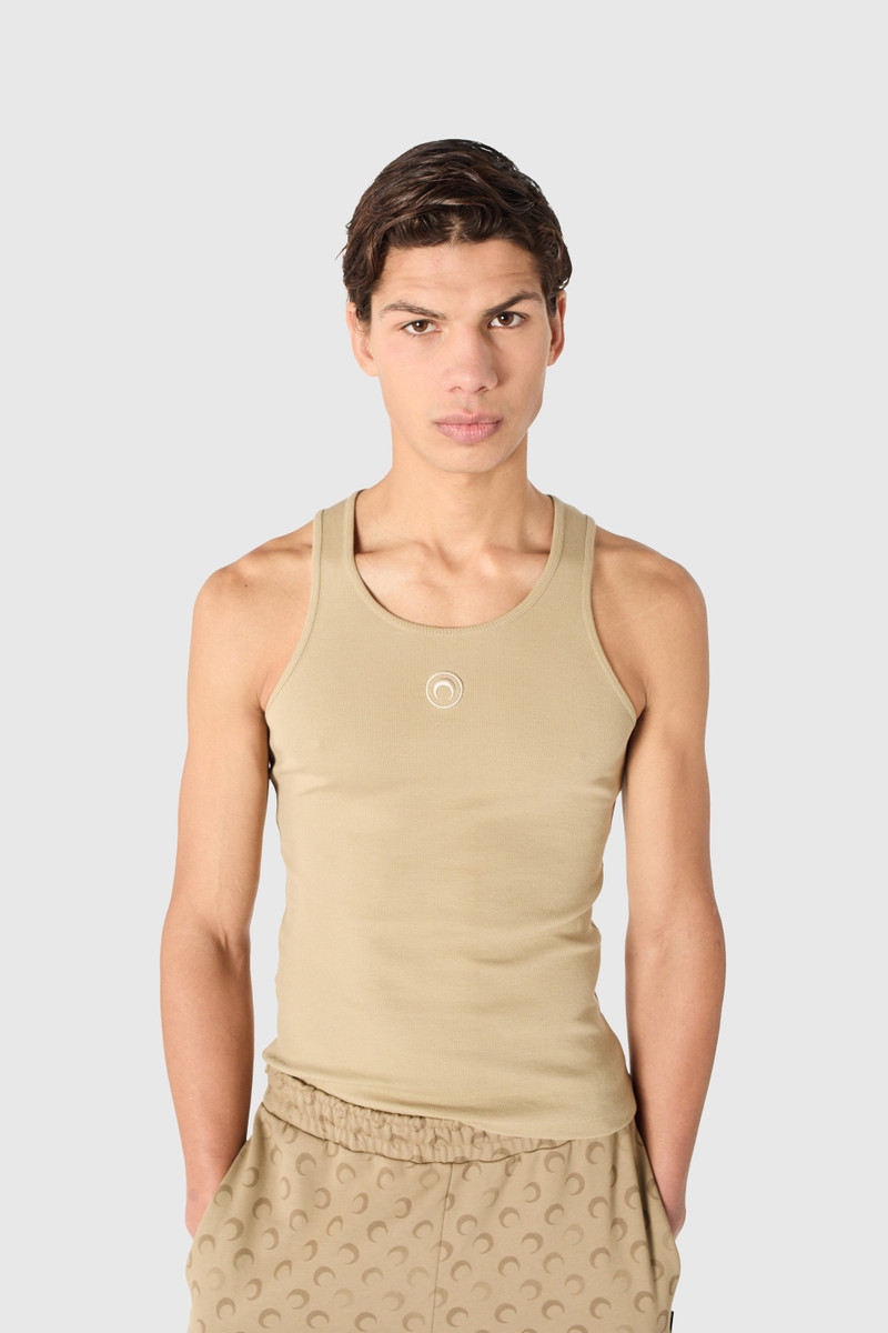 Marine Serre MOON LOGO RIBBED JERSEY TANK TOP ORGANIC COTTON outlook