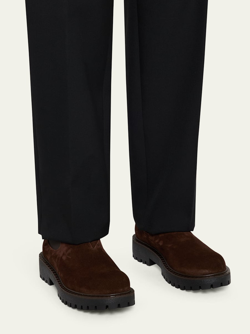 Prada Men's Folder Suede Crepe Lug-Sole Chelsea Boots outlook