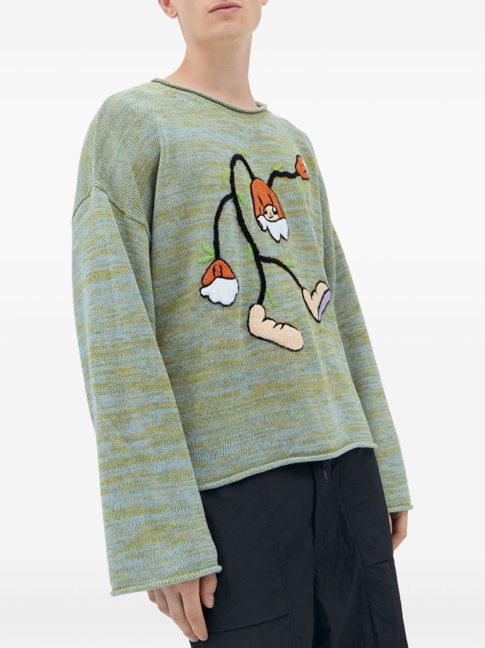Carignan Marled embroidered-flower sweater - 2