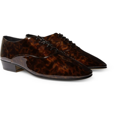 SAINT LAURENT Leon Tortoiseshell-Effect Patent-Leather Derby Shoes outlook