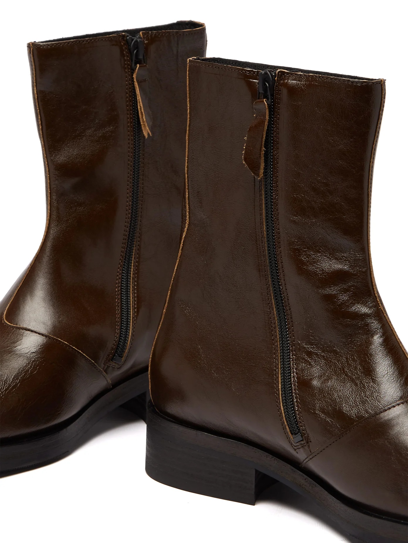 Camion zipped crinkled-leather boots - 6