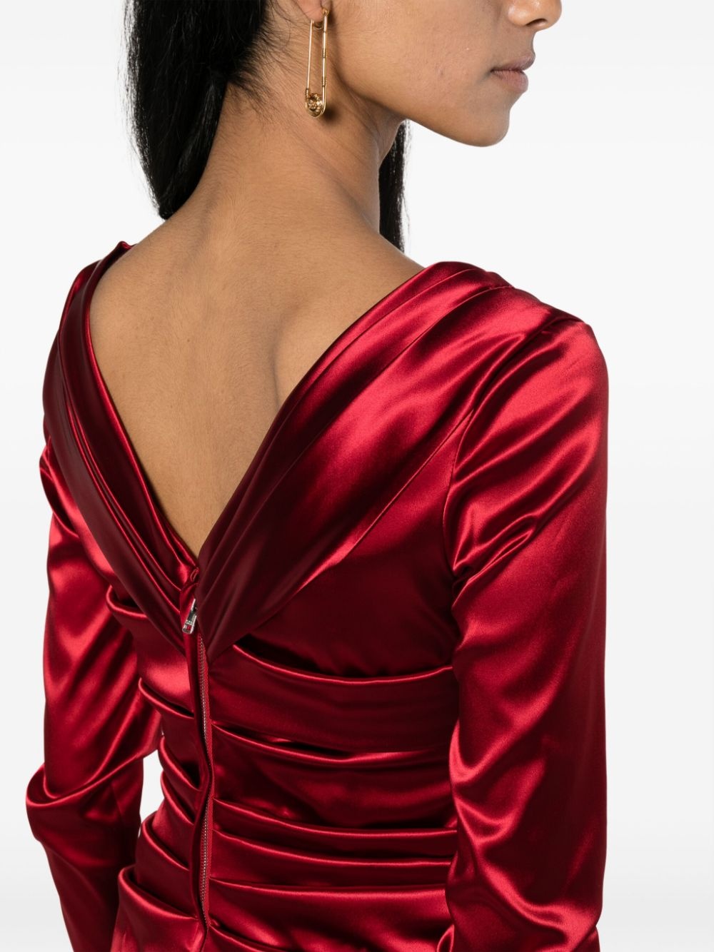 draped satin midi dress - 5