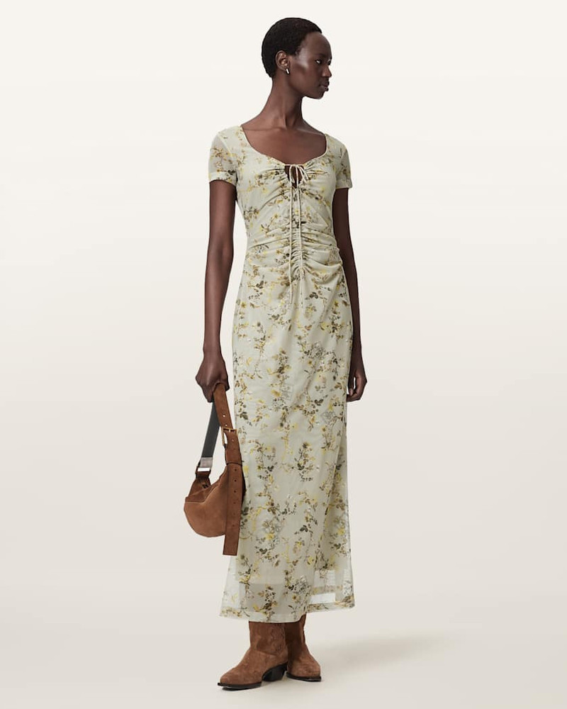 ALLSAINTS GABBY FLORAL PRINT MESH MAXI DRESS outlook