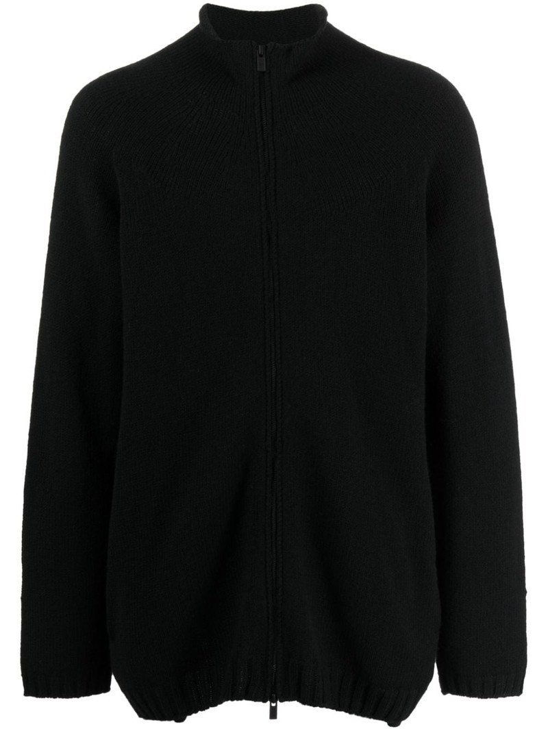 funnel-neck wool-blend cardigan 1