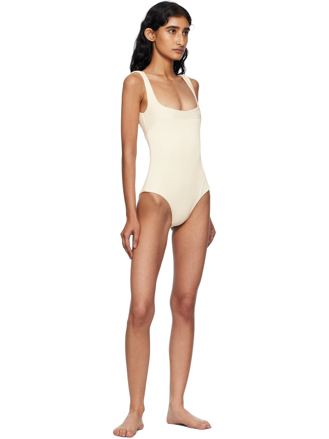 Beige Ribbed Gabi Swimsuit - 4
