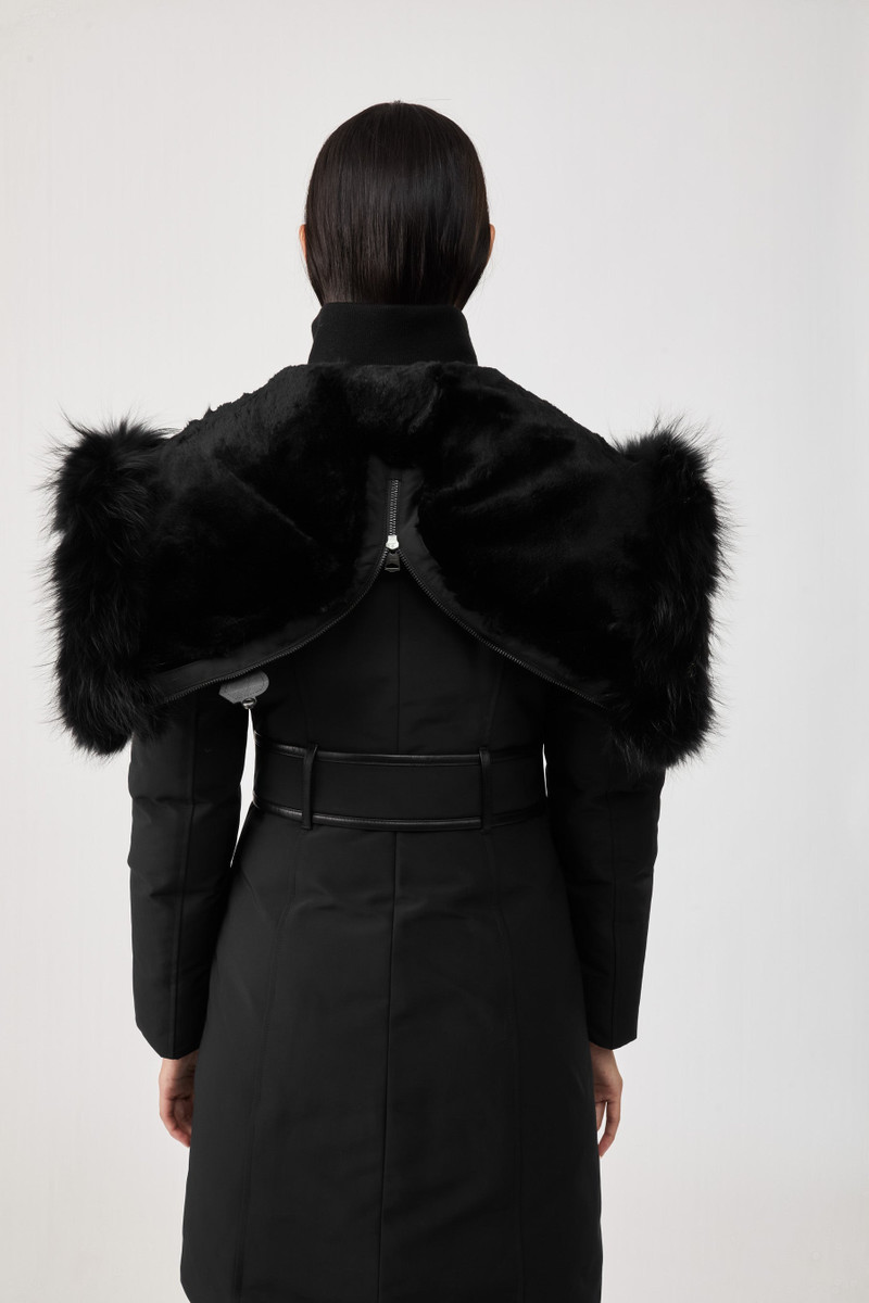 TRISH down coat with silverfox fur trimmed collar & hood 7