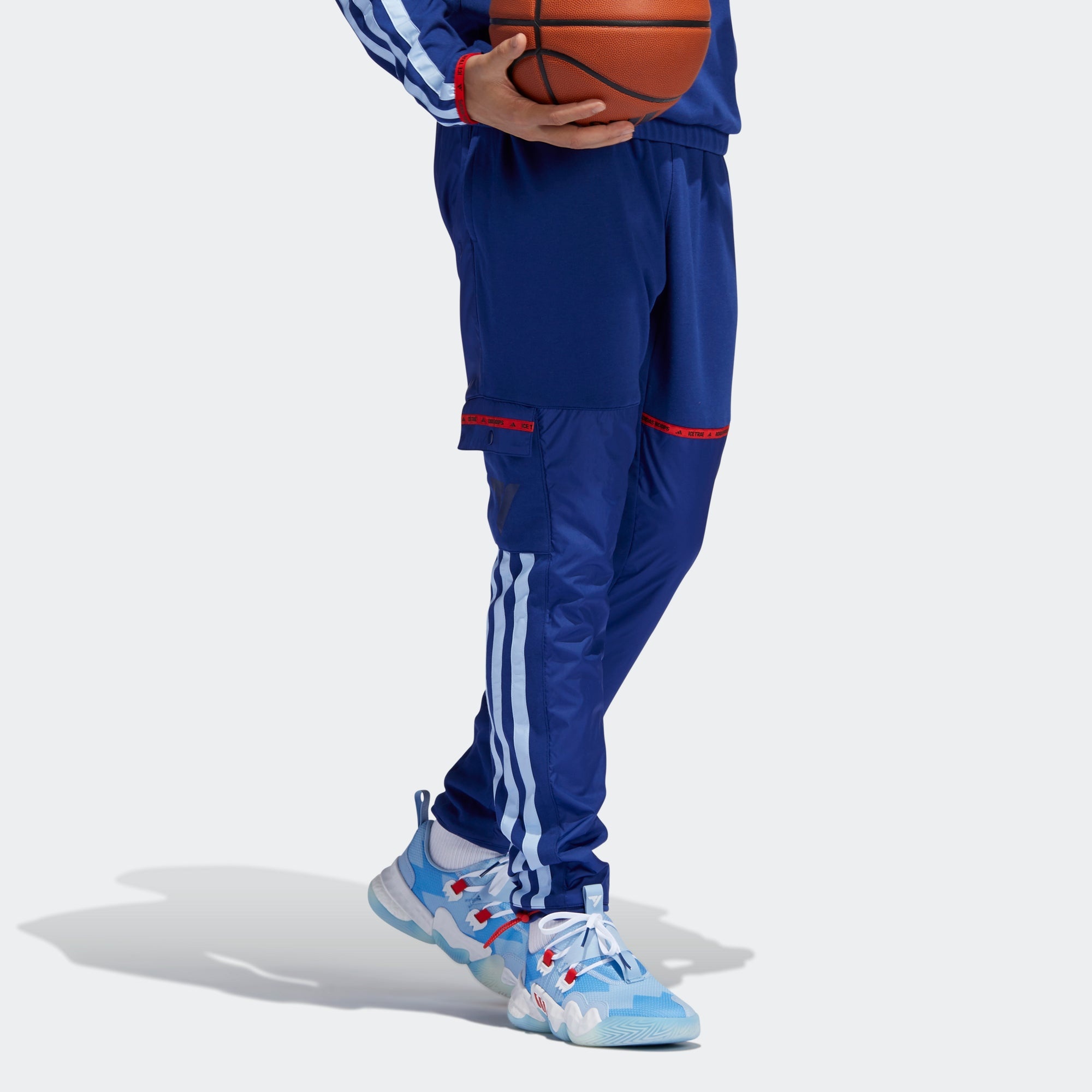 Men's adidas x Trey Young Crossover Trae Pant Splicing Basketball Sports Pants/Trousers/Joggers Blue - 4