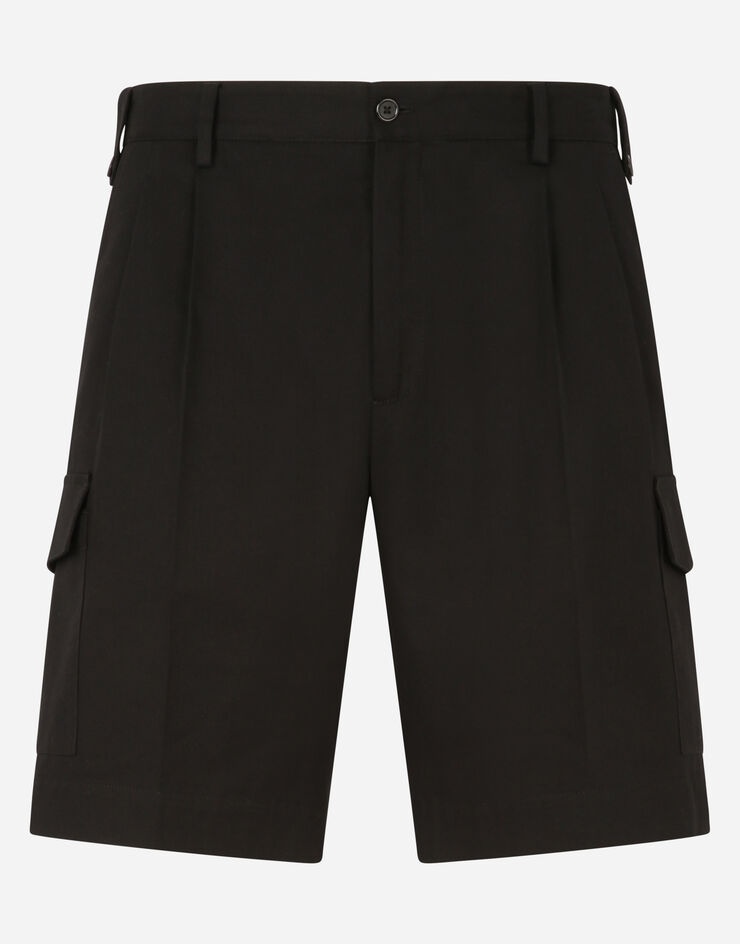 Stretch cotton cargo shorts - 1