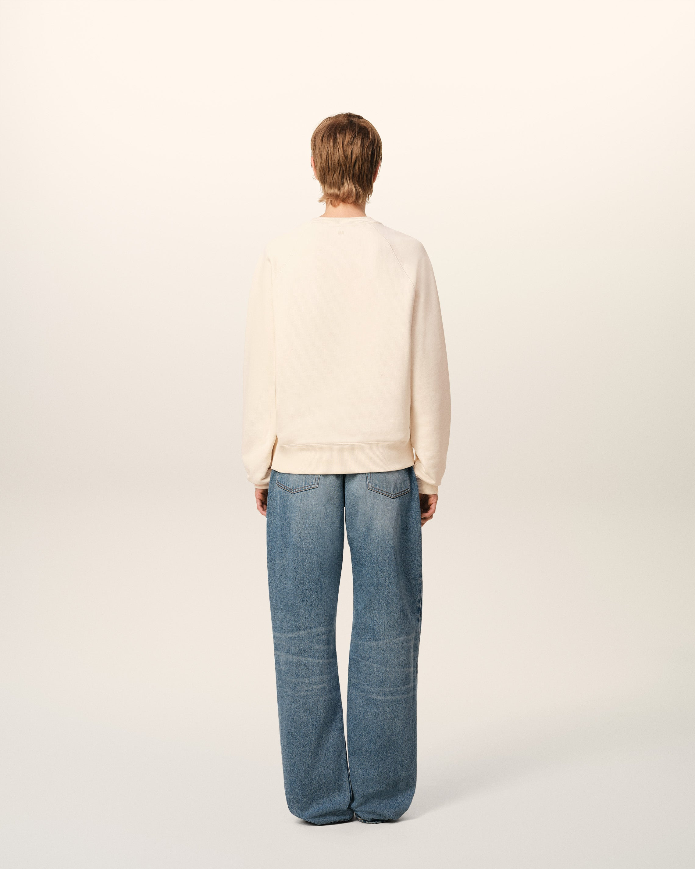 BEIGE COTTON AMI DE COEUR PATCH SWEATSHIRT - 5