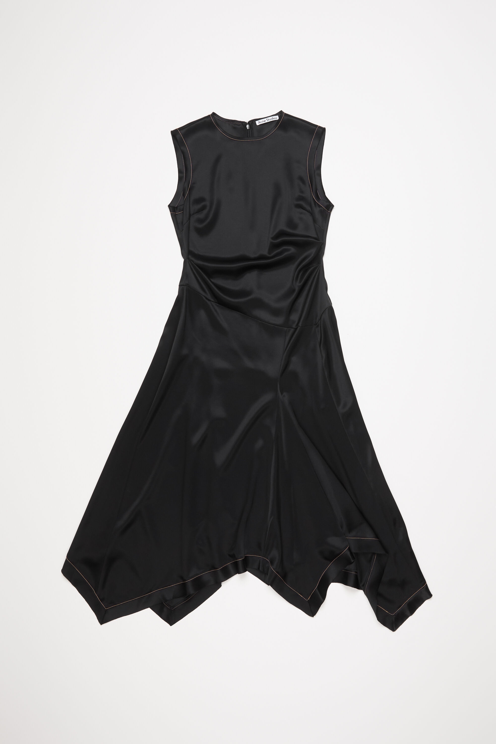 Satin sleeveless dress - Black - 7