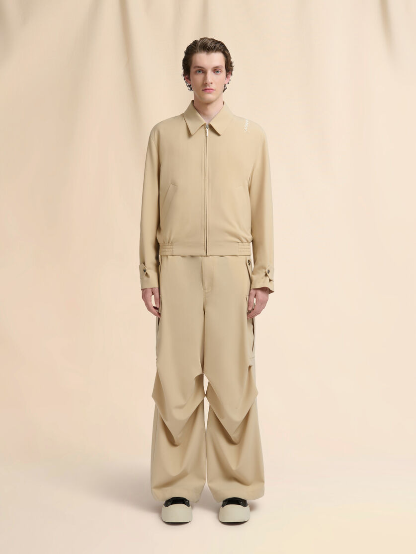 CREAM LIGHT WOOL JACKET WITH COLLAR - 2