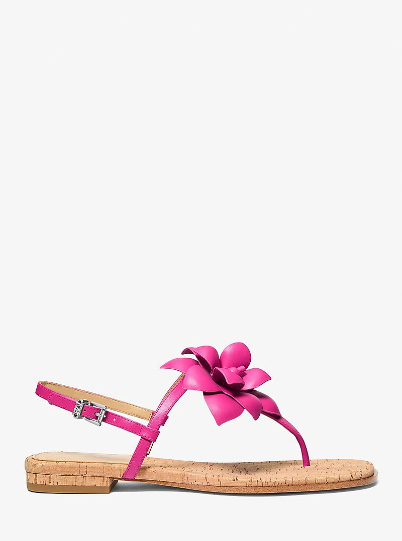 MICHAEL KORS Jacie Floral Embellished Leather T-Strap Sandal outlook