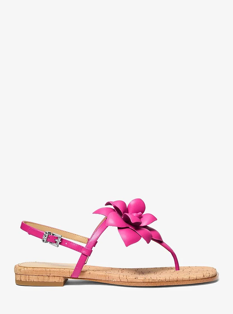 Jacie Floral Embellished Leather T-Strap Sandal - 1