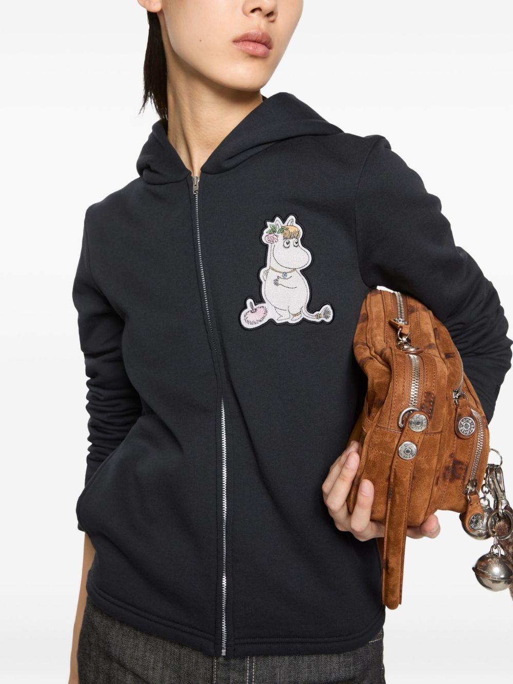 unicorn-applique zip-up hoodie - 6