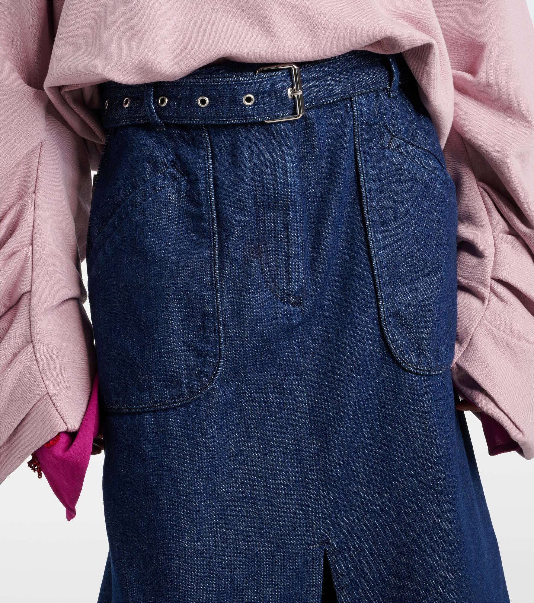 Belted denim maxi skirt - 4