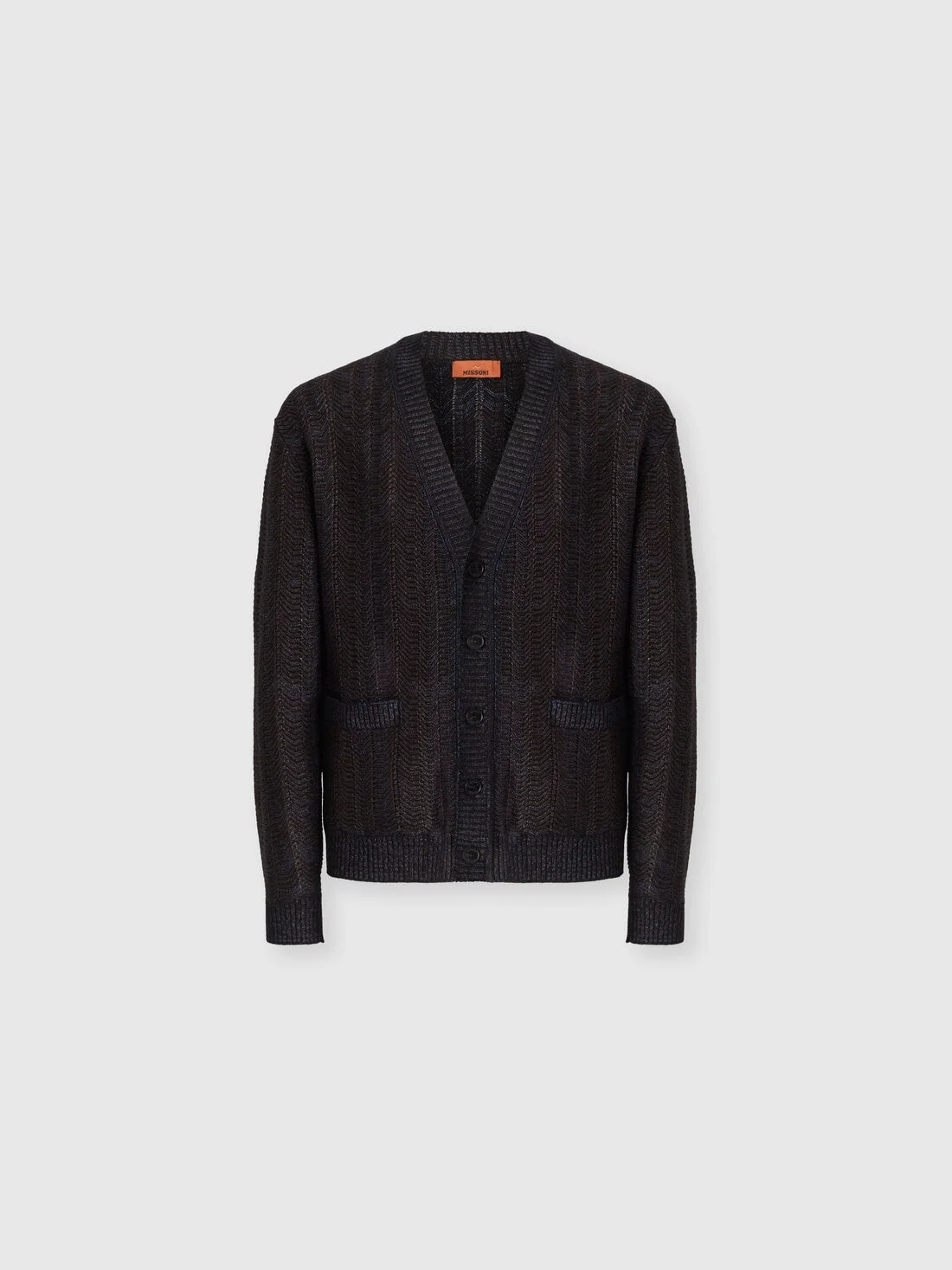 Wool and viscose-blend cardigan with Greek key motif - 1