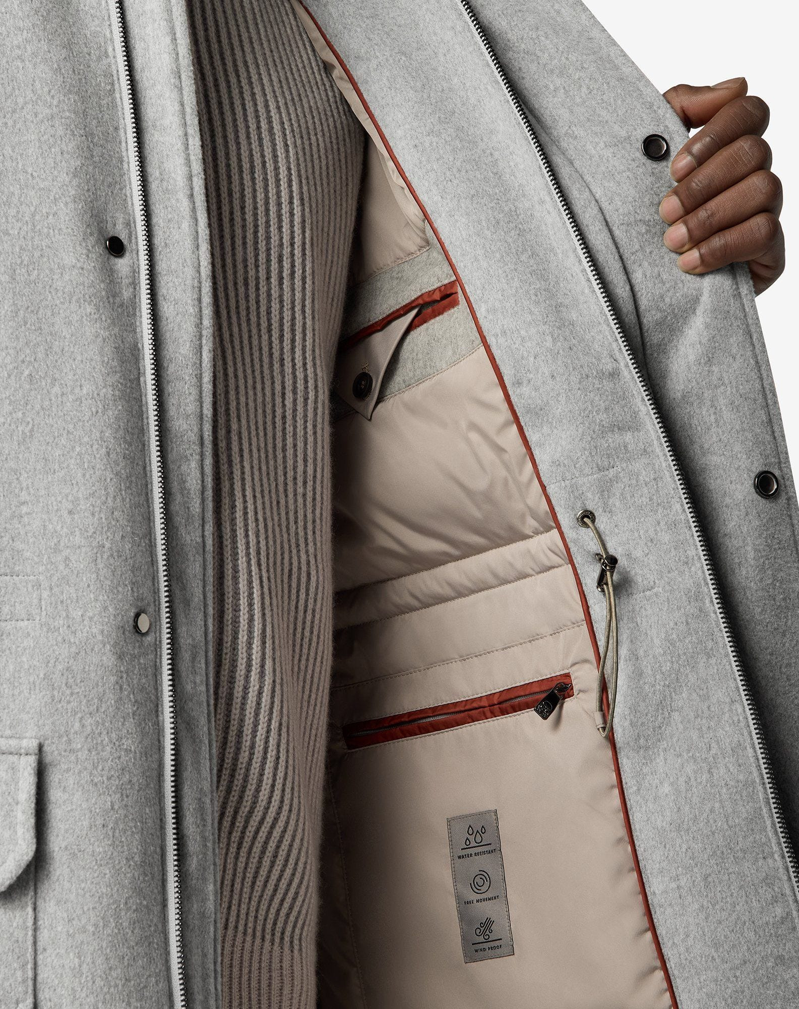 Melange grey pure wool caban coat - 5