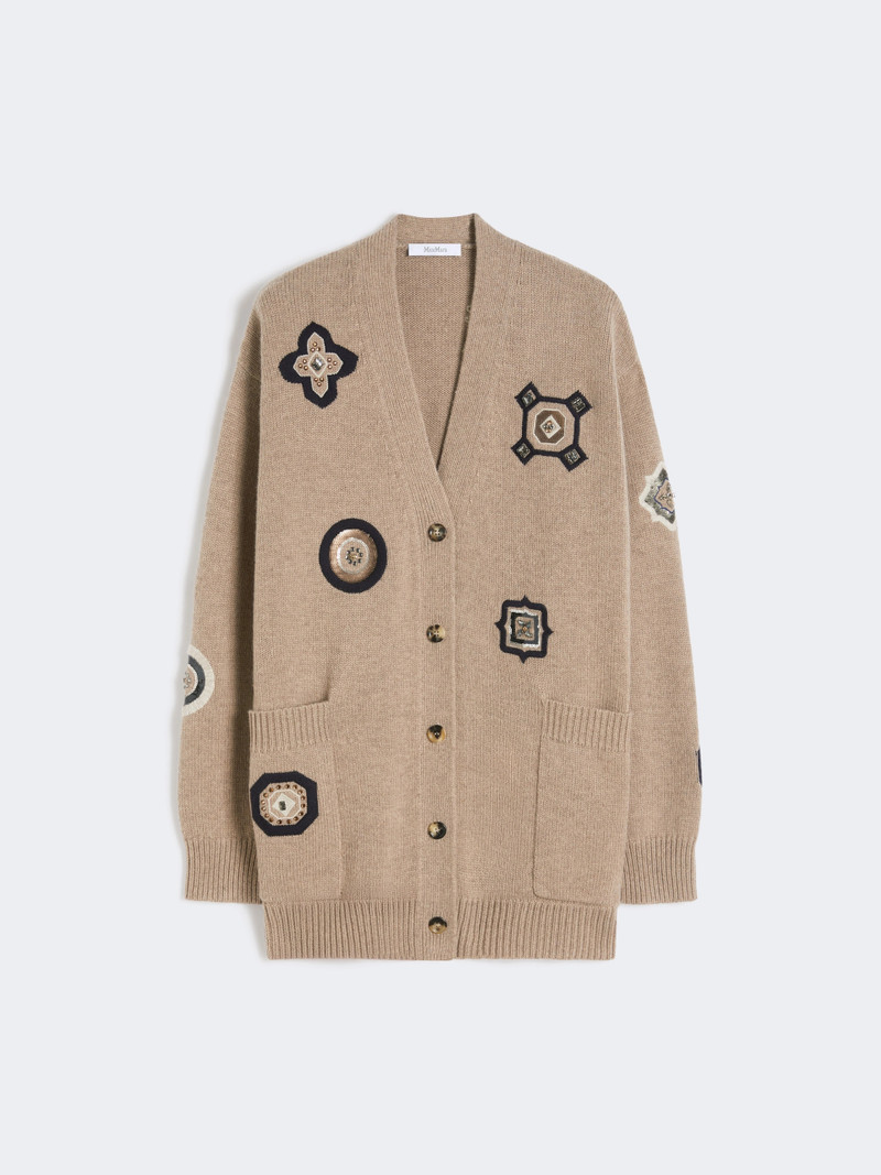 GIOIRE Long wool and cashmere cardigan - SAND 1