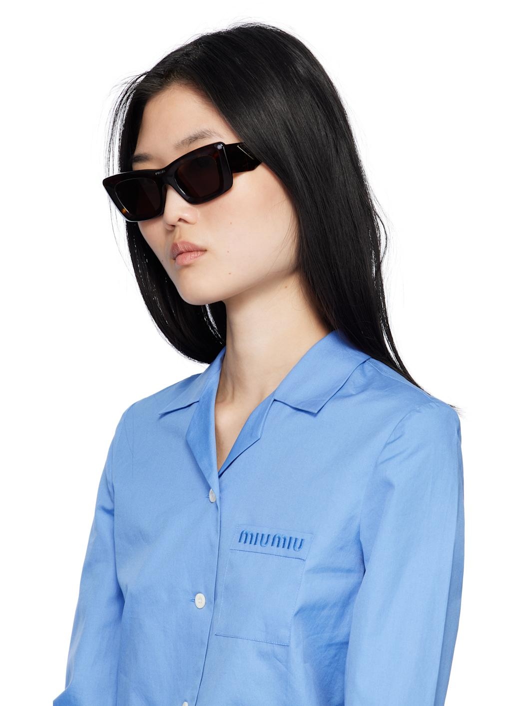 Brown Cat Eye Square Sunglasses - 4