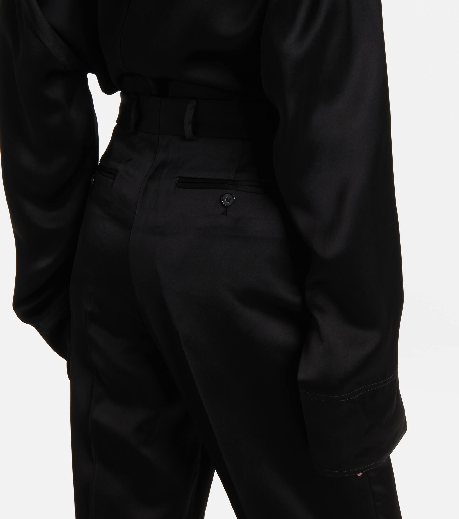 High-rise satin straight pants - 6