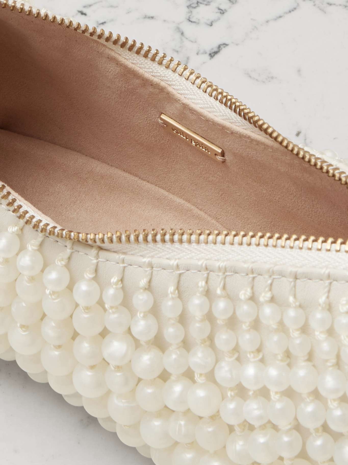 Mercier beaded leather clutch Ivory - 5