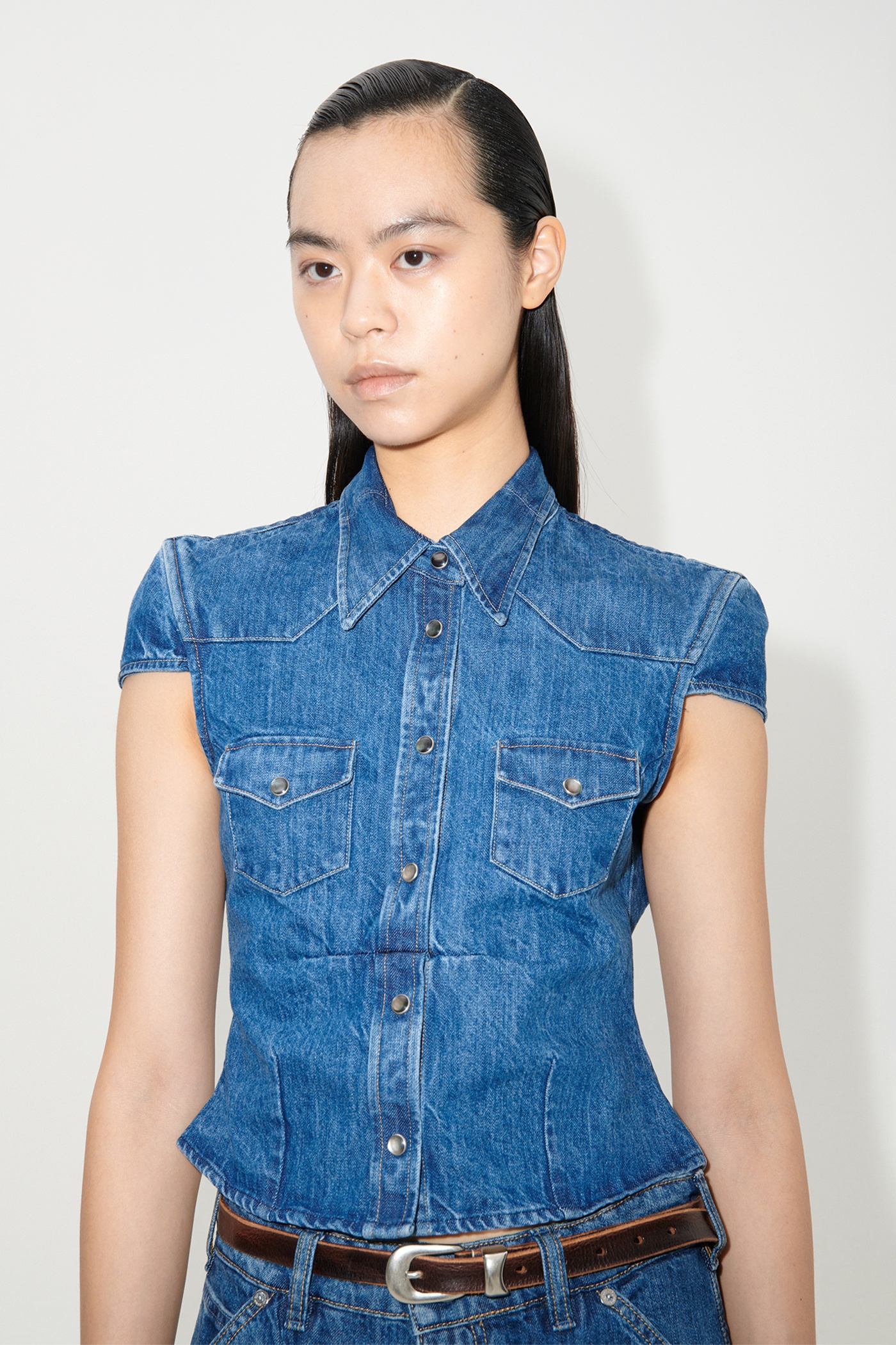Daisy Shirt Shortsleeve Western Blue Denim - 3