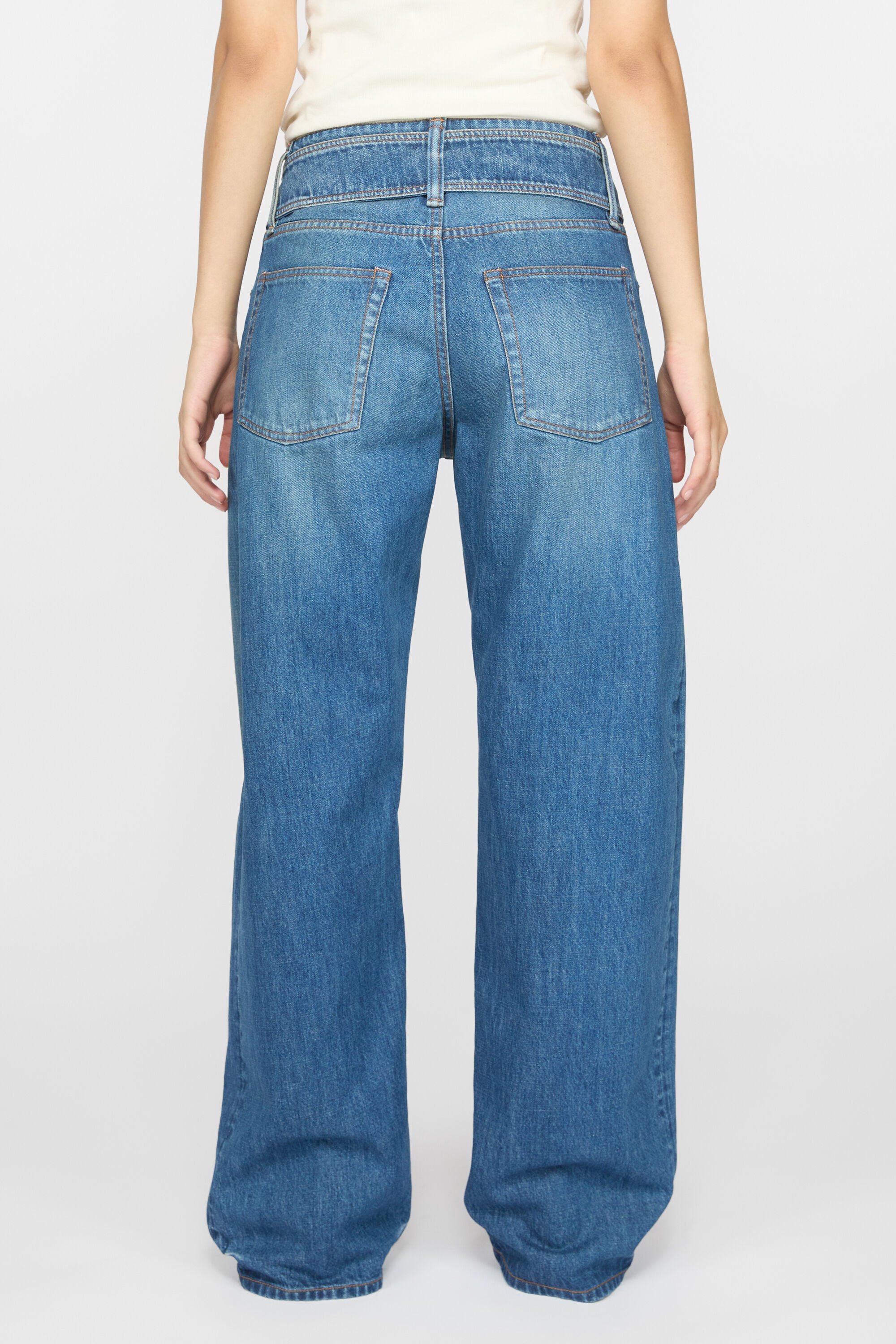 Belted denim trousers - Mid Blue - 5