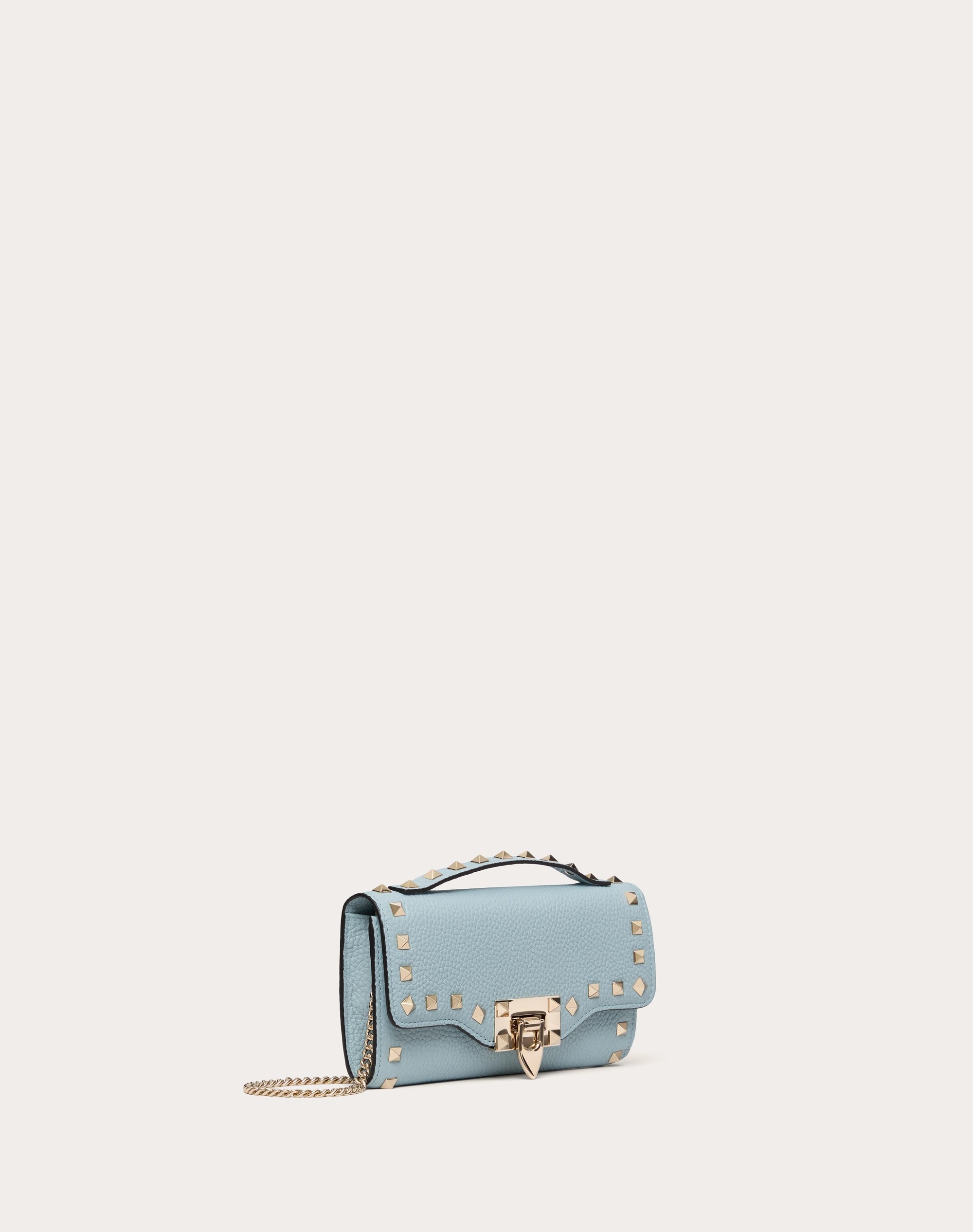 ROCKSTUD GRAINY CALFSKIN WALLET WITH CHAIN STRAP - 3